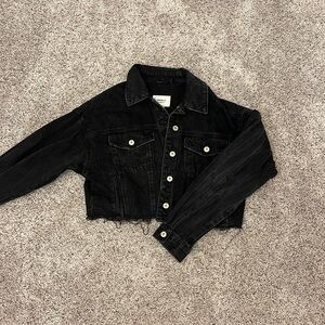 forever 21 black cropped denim jacket